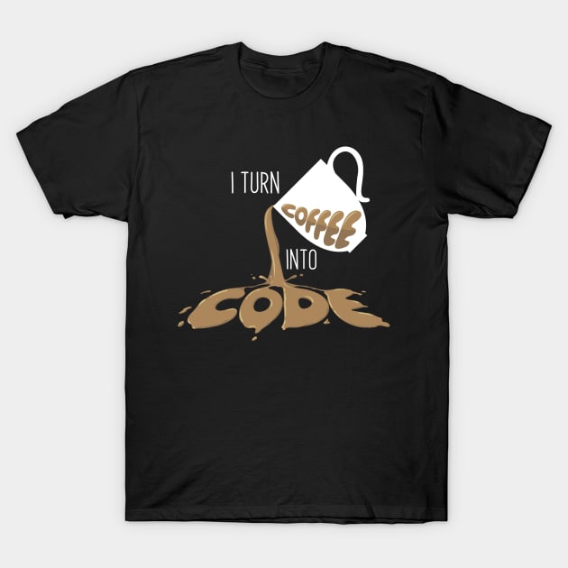 I turn coffee into Code T-Shirt by Enzai